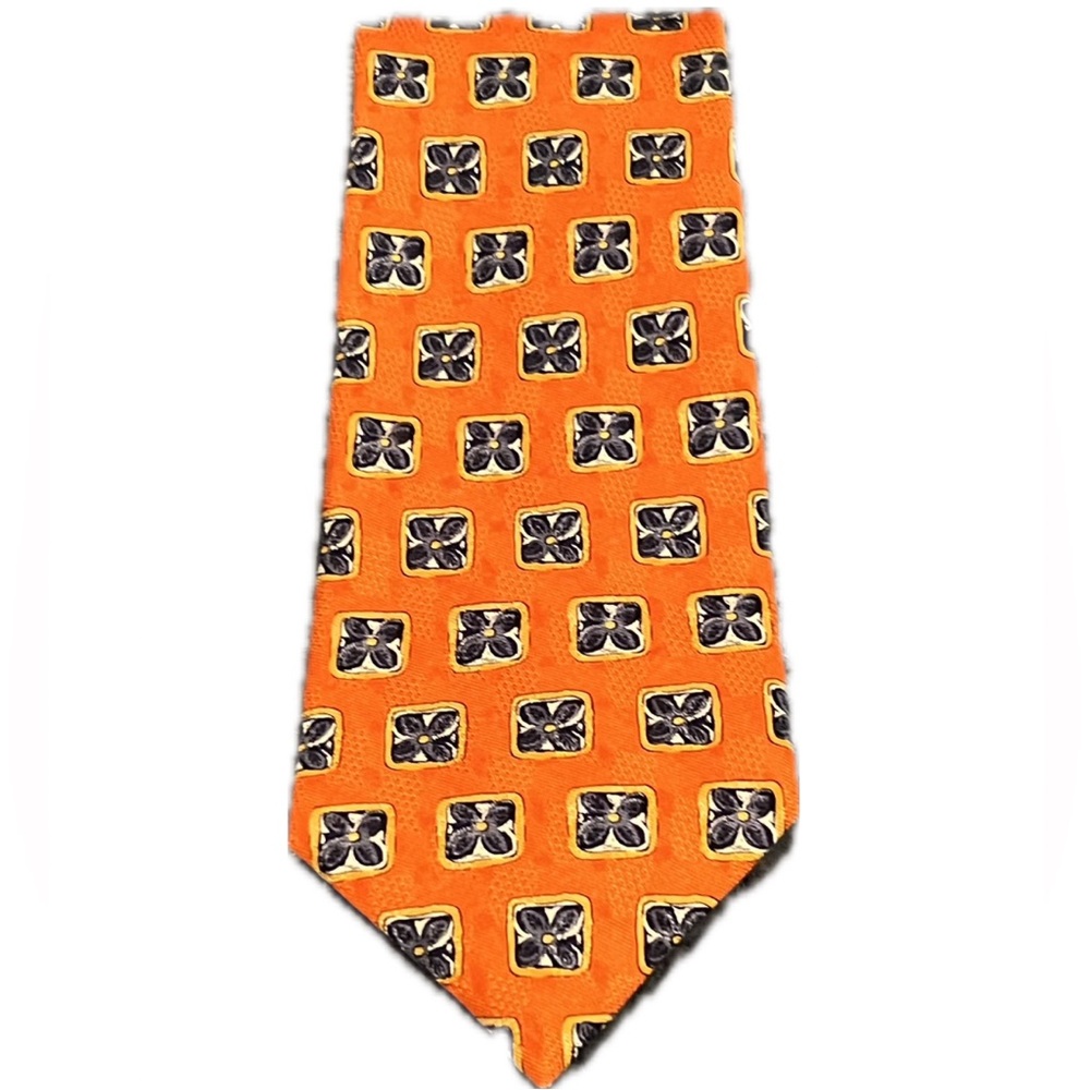 Robert Talbott Orange And Black Patterned Tie - image 1